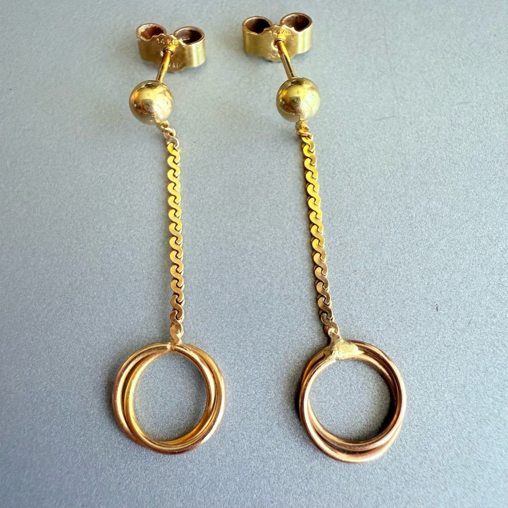 14k Solid Gold Trinity Interlinked Infinity Circl… - image 1